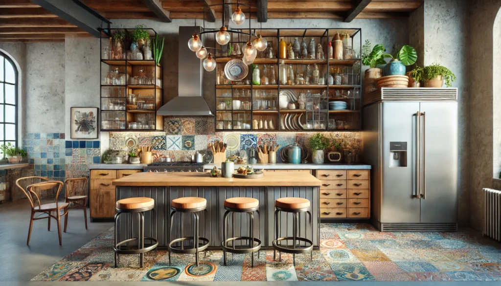 Cucina in stile eclettico dal design armonioso e coeso